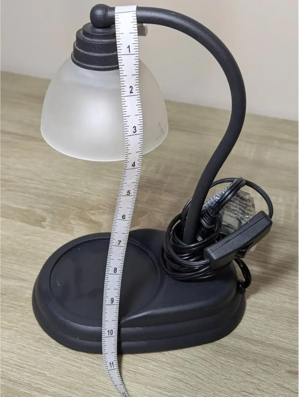 Desk Lamp with Frosted Glass Shade and Black Base